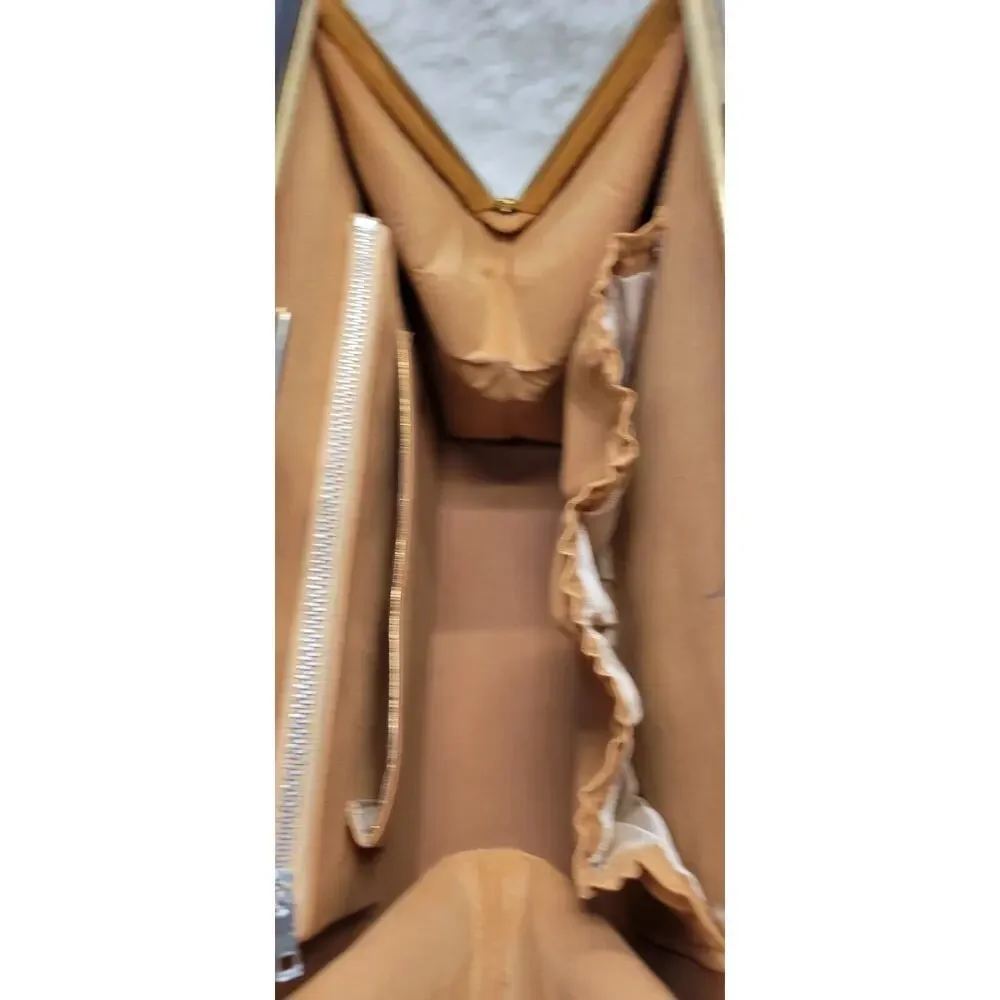 Vintage 1960's Dark Navy Gold Accent Leather Womens Lined Snap Closure Handbag - Picture 8 of 11